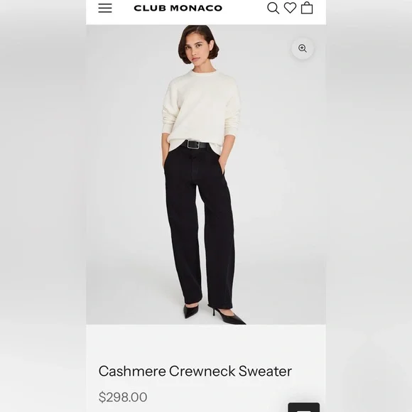 Club Monaco Women's Ivory Crewneck Sweater